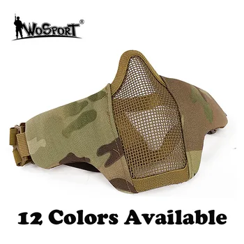 

WoSporT Tactical Paintball Airsoft Mask Half Lower Face Metal Net Hunting Masks for Military Amry CS Halloween Party