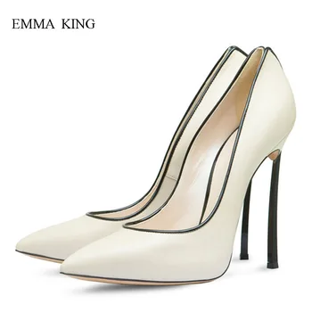 

Metal Strange High-Heeled Shoes Woman Shallow Stilettos Pointy Toe Pumps Spring Fashion Ultra High Heels Party Wedding Shoes