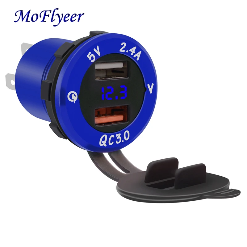 

MoFlyeer Car Quick Charger Vehicle DC 12 V-24 V Cigarette Socket Lighter 2 port QC 3.0 Power Adapter Dual USB For iPhone