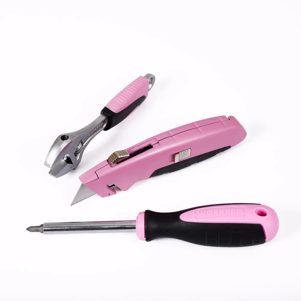 WORKPRO 103PC Hand Tool Set Home Tool Kit Tool Bag Pink Tools for Women Girls