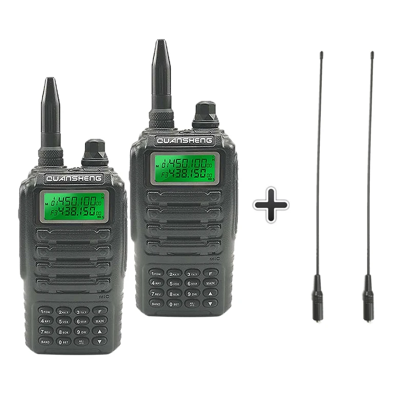 2 шт. Quansheng TG-UV2 портативная рация Двухдиапазонная Ham Vhf Uhf мобильное радио PTT портативное переговорное TG UV2 двухстороннее радио приемопередатчик - Цвет: Add 2 long antennas