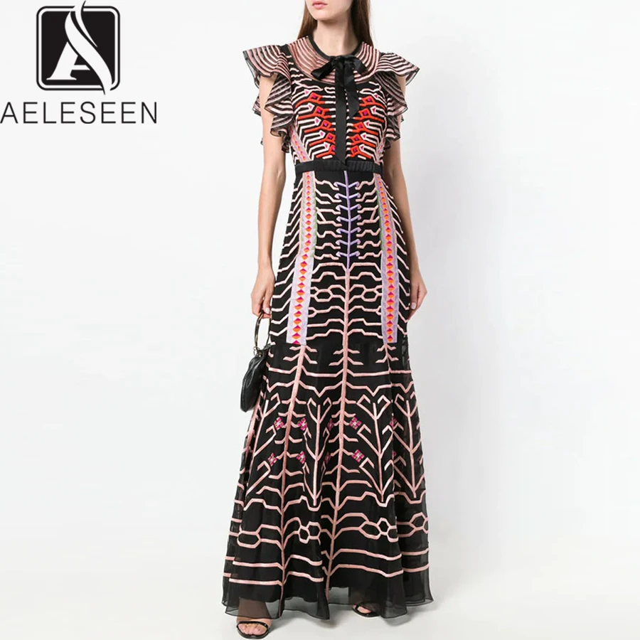 AELESEEN/дизайнерское облегающее длинное платье для подиума 2019 летнее женское с