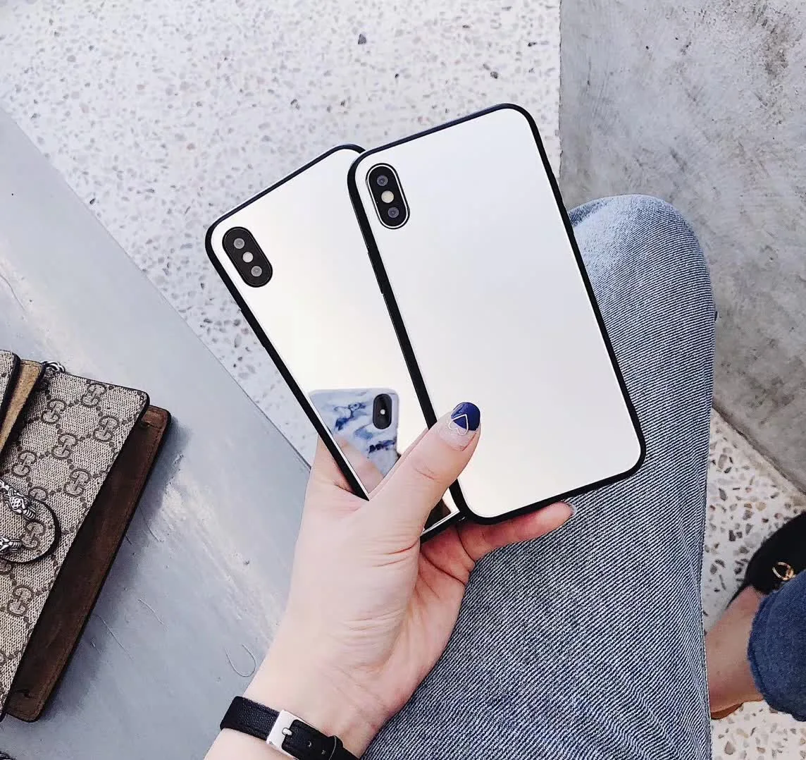 

Fashion Simplicity Mirror iphonecase for 6s 7 8plus xs max Half-wrapped Case Waterproof Dirt-resistant Anti-knock