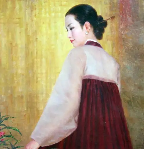 

HIGH QUALITY PORTRAIT OIL PAINTING NORTH KOREA WOMEN 24X36