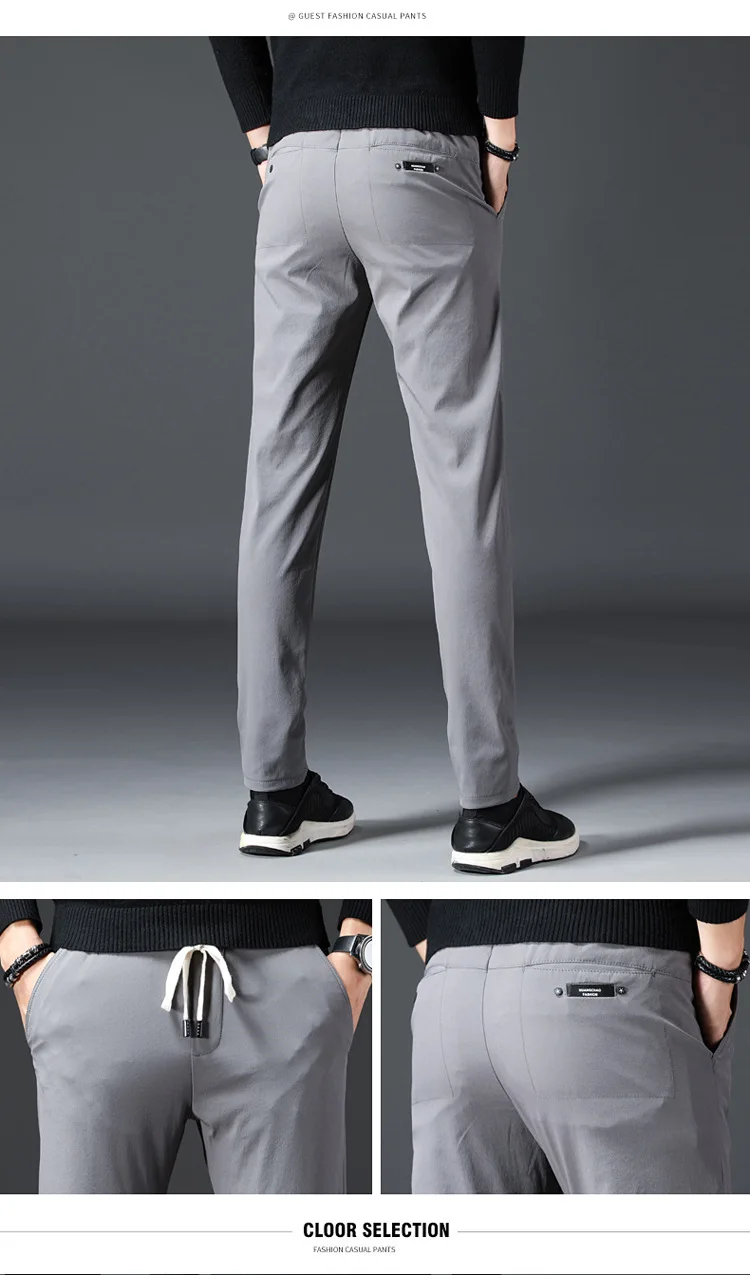 HAYBLST 2019 мужские брюки весна лето удобные с эластичной талией мужские черные длинные Брендовые брюки корейская мода повседневные мужские