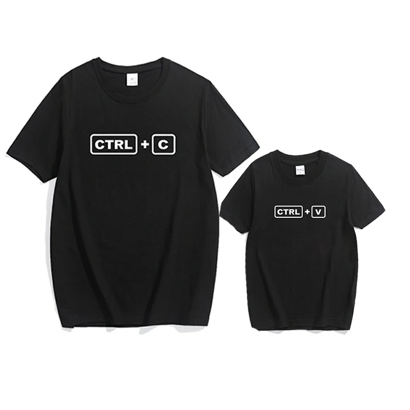 

2019 Family Matching Outfits Summer CTRL+C CTRL+V Father Son Shirt Family Look Matching Clothes Daddy and Girls Baby Clothes Set