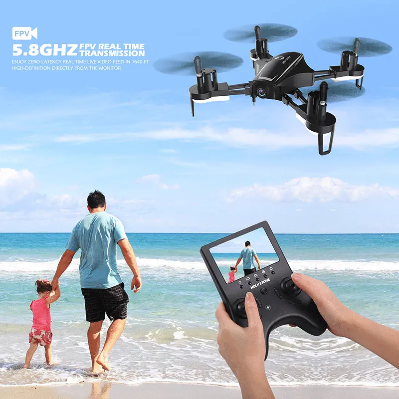  Holy Stone HS230 RC Drone 5.8GHz FPV Wifi 720P HD Camera Drone High Speed LCD Screen Wind Resistanc