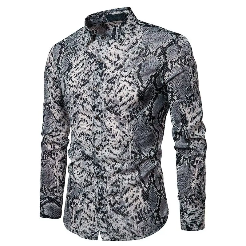 Гавайская рубашка Мужская s одежда Змеиный узор уникальный дизайн Camisa masculina сценические мужские рубашки блуза Мужская Повседневная Новинка