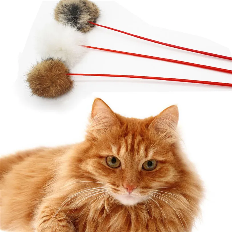 

Rabbit Hair Fun Cats Pet Kitten Jump Help Fun Cat Toys Tease Sticks Aug8 Professional Factory price Drop Shipping
