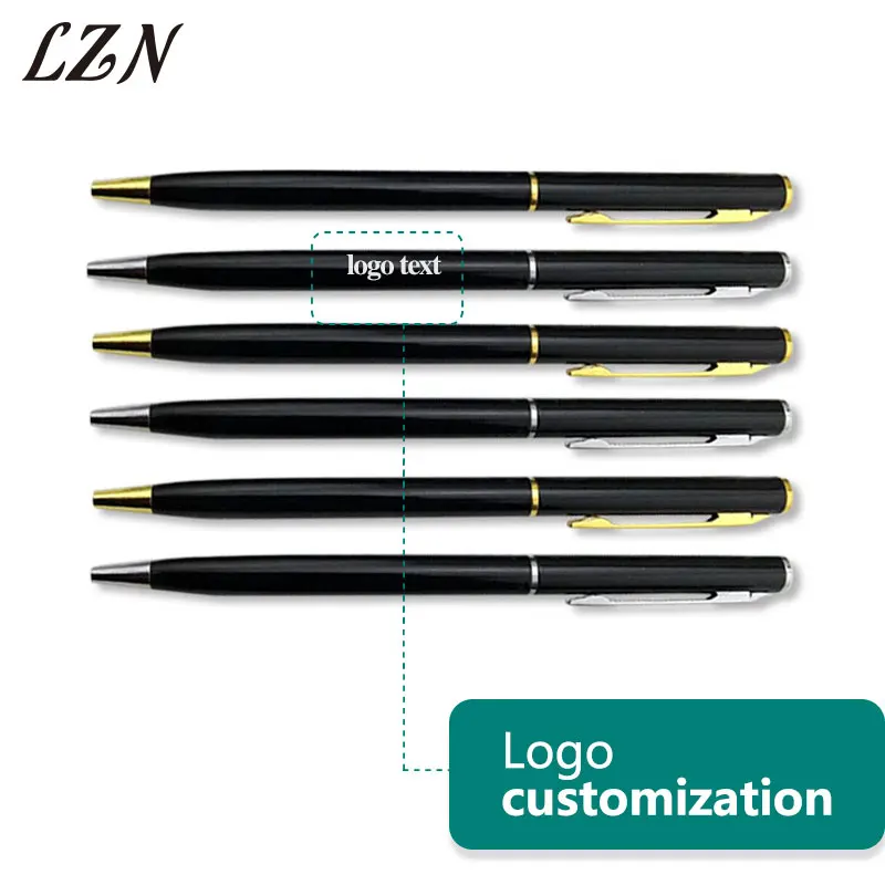 

LZN 1mm Office Accessory Core Metal Ballpoint Pen Rotating Metal Pen School Stationery Customize Name/Text as Party Gifts Free