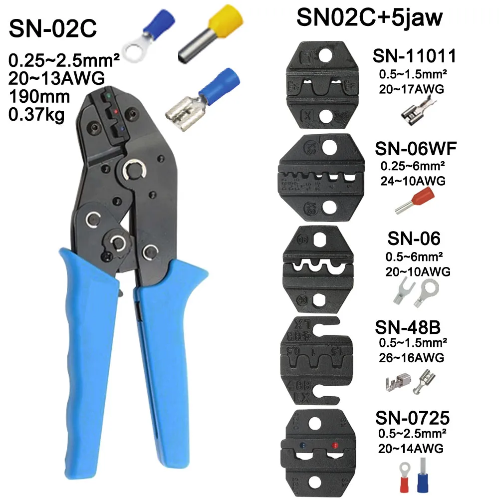 Обжимные плоскогубцы челюсти SN-48B SN-02C SN-06WF SN-11011 SN-02W2C SN-0325 SN-0725 SN-16WF высокая твердость челюсти костюм наборы инструментов - Цвет: SN02C 5JAW
