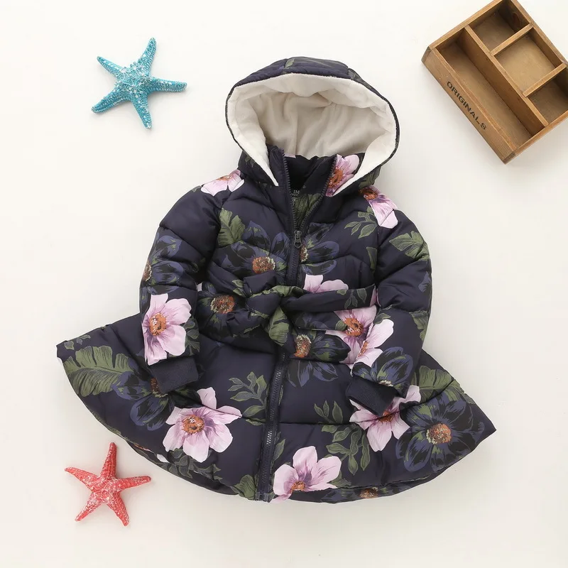 2016 Girls New Winter Cotton Padded Jackets Kids Cotton Ball Gown Dress Thicken Children Coats Toddler