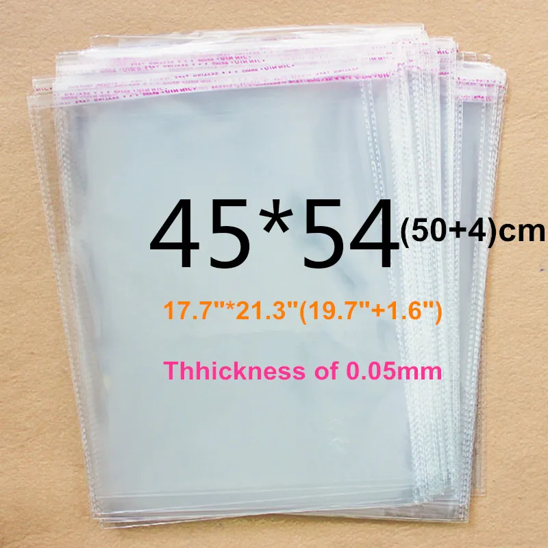 100 x 45*54cm Clear Self adhesive Opp Bags Large Winter Clothing ...