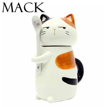 

Creative Cartoon Husky Ceramic Personality Mug with Spoon Office Milk Coffee Tumbler hand-Colored Breakfast Mug MCC008