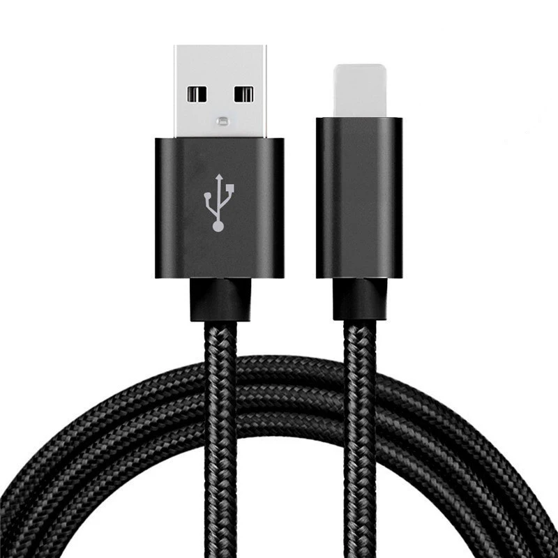 5V 2.4A USB2.0 iOS 8pin нейлоновый зарядный кабель для iPhone 5 6s 7Plus 8 X ipad mini зарядный кабель - Тип штекера: Black cable