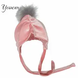 Yesucan/Детская Зимняя повязка на голову с искусственным мехом, детская теплая ветрозащитная шапка с помпонами для мальчиков и девочек, милая