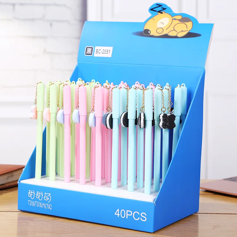 

40pcs Creative Stationery Student Pen Fashion Girl Gel Pen 0.5 Full Needle Black Gel Pen School Supplies Office Supply 0.5mm
