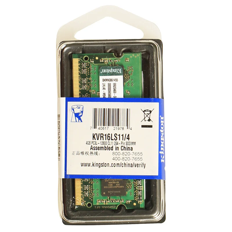  Kingston 4GB DDR3 Laptop RAM (1600MHz - Low Voltage - KVR16LS11/4)