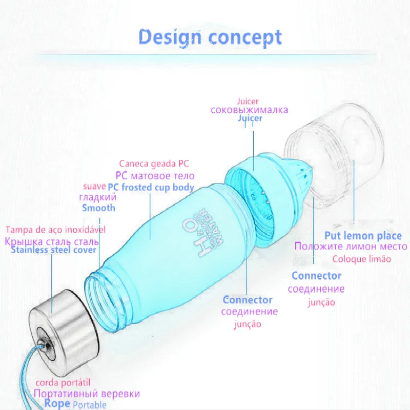 Кемпинг красочные здоровья воды Infuser лимонный сок бутылка шейкер матовые