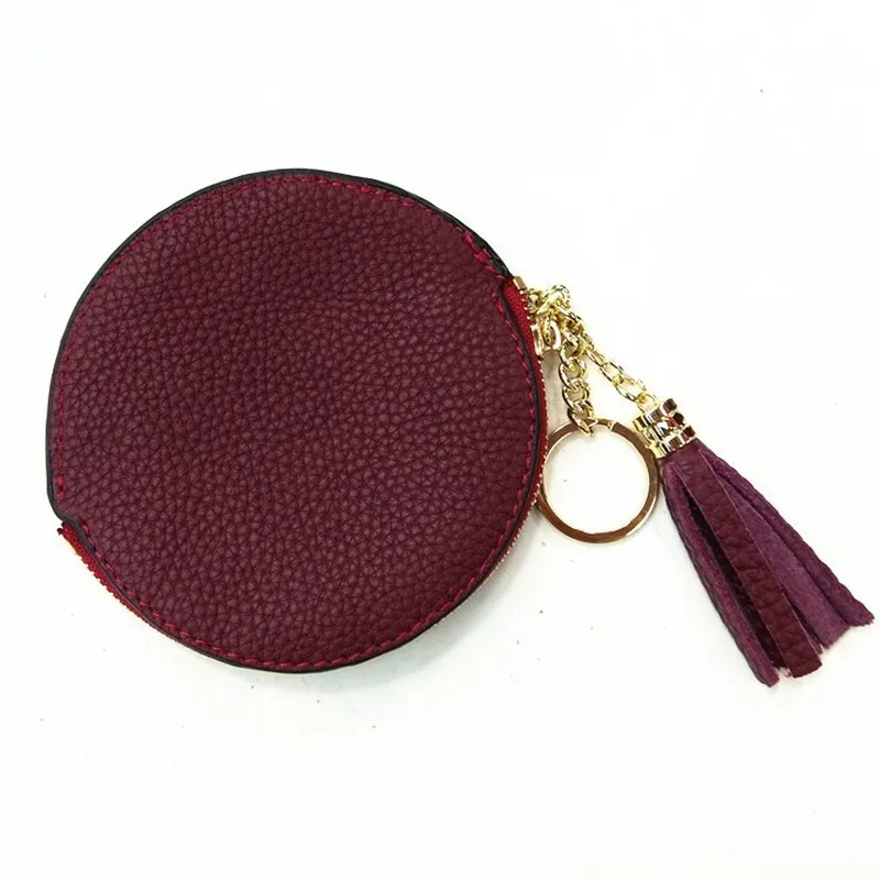 

Female Genuine Leather Wallet Mini Circle Coin Purse Women Fashion Round Small Solid Makeup Bag Card Holder Porte Monnaie Femme