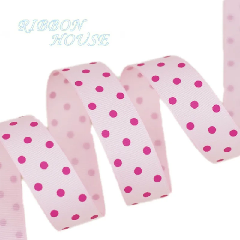 Grosgrain Ribbon 10 yards/lot Cartoon Polka Dots Printed Grosgrain Ribbon 25/38mm