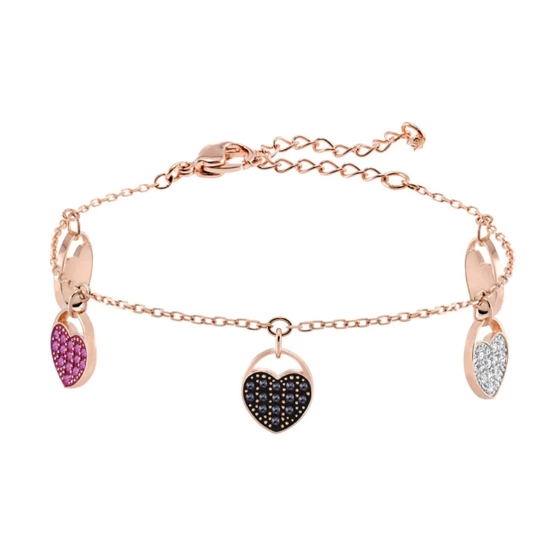 

925 Sterling Silver Swa Original 1:1 Lady Temperament Fresh Romantic Creative Beautiful Heart-shaped Bracelet Jewelry 5472444