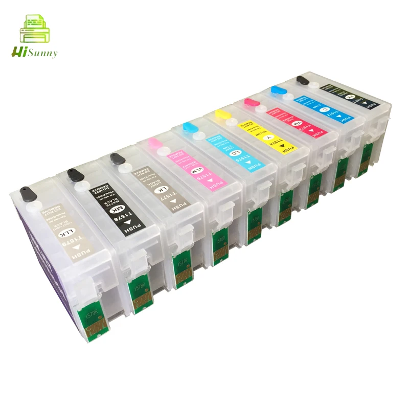 9 colors for Epson Surecolor P600 SC P600 T7601 T7609 empty refillable ink cartridge with auto