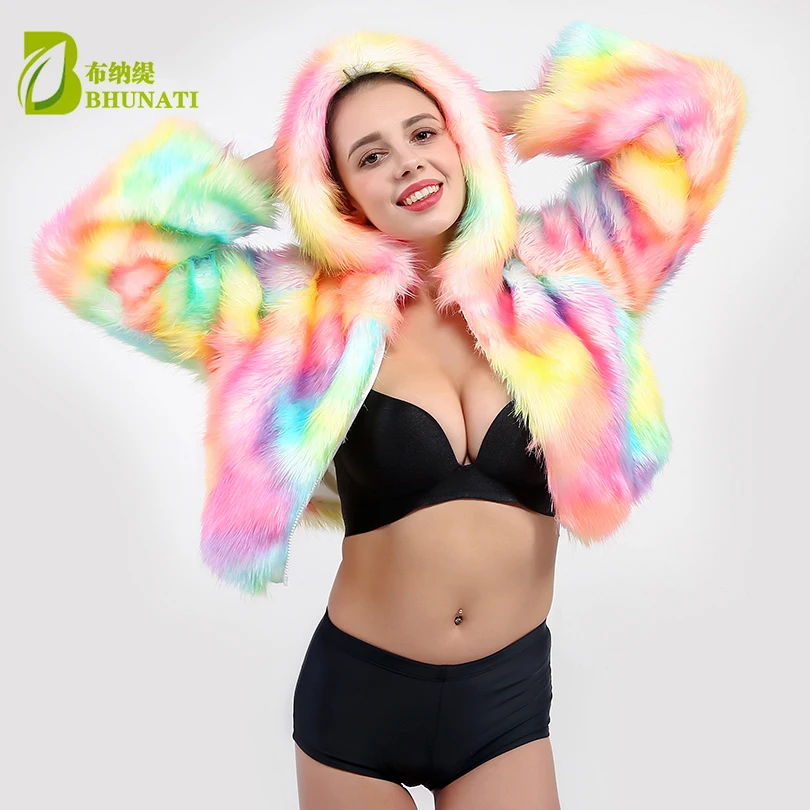 LED furry coat stage costumes female costume 4XL LED luminous clothing jacket dance show faux fur coats star discotheque