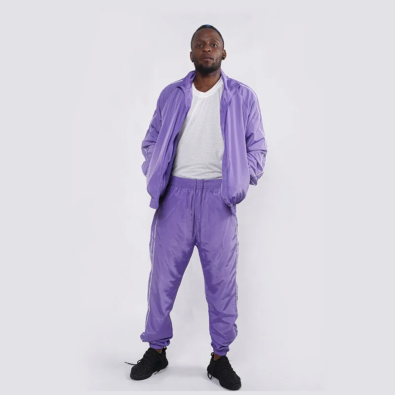 HEYGUYS, один комплект, мужские модные штаны, хип-хоп, Современная униформа, африканская одежда, костюмы, свободный крой, для влюбленных, 4 цвета, горячий комплект - Цвет: Фиолетовый