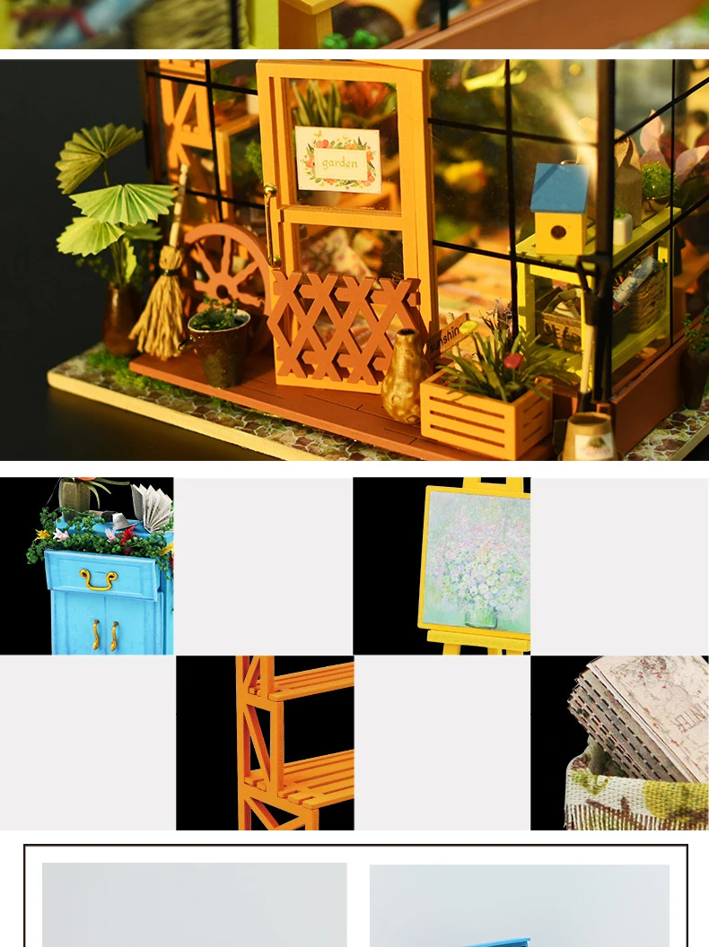Casa de Boneca Brinquedo de Madeira Casas de Bonecas em Miniatura Brinquedos com Móveis Robotime Faça Você Mesmo Miniatura Led Luzes Presente Aniversário 6 madeira miniatura casas de bonecas em miniatura