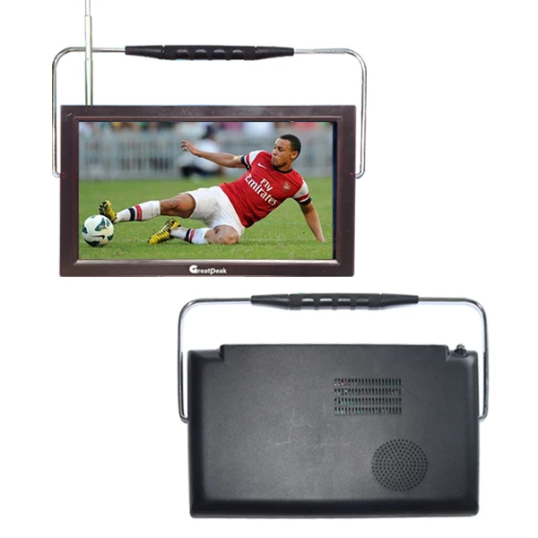 Free shipping 12v LED portable digital tv dvb t2 tv mpeg4 battery