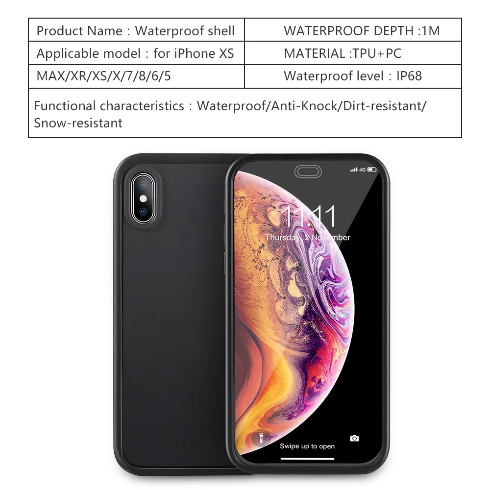 Чехол KISS, водонепроницаемый чехол для iPhone X XS Max XR 360, полностью защитный чехол для iPhone 5 5S SE 6S 6 7 8 Plus, для фотосъемки под водой