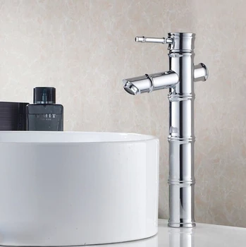 

Free Shipping Bamboo style Deck Mount Single Hole single handle Basin Faucet Chrome Mixer Tap Bathroom Faucet water tap banheiro