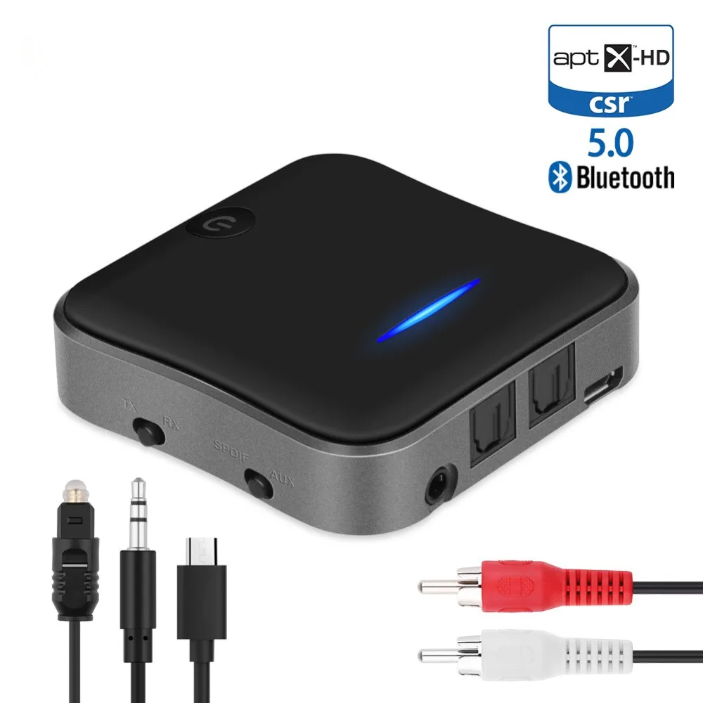 

Bluetooth 5.0 Transmitter Receiver CSR8675 APTX HD LL Bt Audio Music Wireless Adapter 3.5mm 3.5 AUX Jack/SPDIF/RCA for TV PC Car