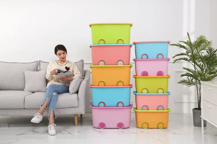 Мультфильм шкив органайзеры с крышкой детская одежда игрушка коробка для хранения пластиковые коробки ящики домашняя организация