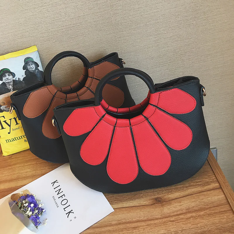 

Women Handbags 2017 Leather Flower Tote Bag Crossbody Bags Black Red Vintage Floral Bags Multi-function Fashion Shoulder Bags