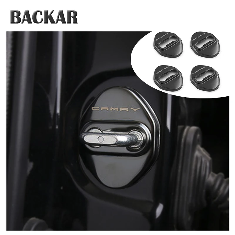 BACKAR 4pcs Car Styling Stainless Steel Interior Stickers For Toyota Camry XV70 Door Lock Cover Lockstitch Accessories