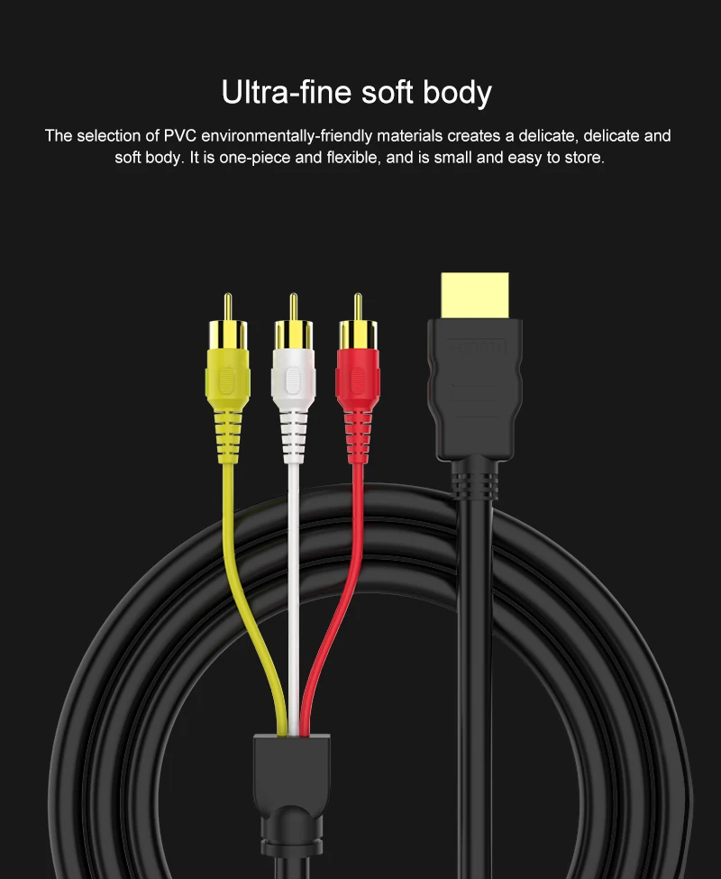 HDMI в RCA кабель HDMI штекер в 3RCA AV композитный штекер M/M Соединительный Кабель-адаптер Шнур передатчик нет функции преобразования сигнала