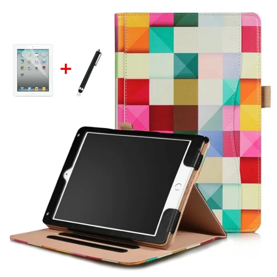 

PU Leather Smart Case Funda For Apple New iPad 9.7" 2017 2018 A1822 A1893 Cover For iPad Air 1 2 Hand Holder Stand Case+Film+Pen