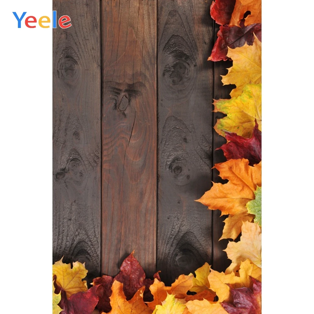 

Yeele Old Wooden Board Maple Leaves Portrait Photography Backgrounds Customized Photographic Backdrops For Photo Studio