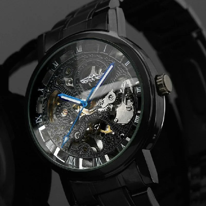 Luxury Casual Skeleton Analog Watch Mens Automatic Mechanical Wrist