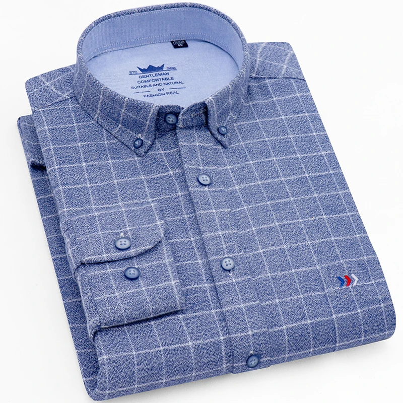 

2018 New Brand Long Sleeve Flannel Shirts 100% Cotton Plaid Shirt Casual male Plus Size mens Blouse Tops Plus Size 5XL 17 colors