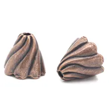 DoreenBeads Бусины Из Цинкового металлического сплава колпачки конус античная медь(подходит для бусин 12 мм-16 мм) рисунок пульсации 12 мм(4/") х 13 мм(4/8"), 6 шт