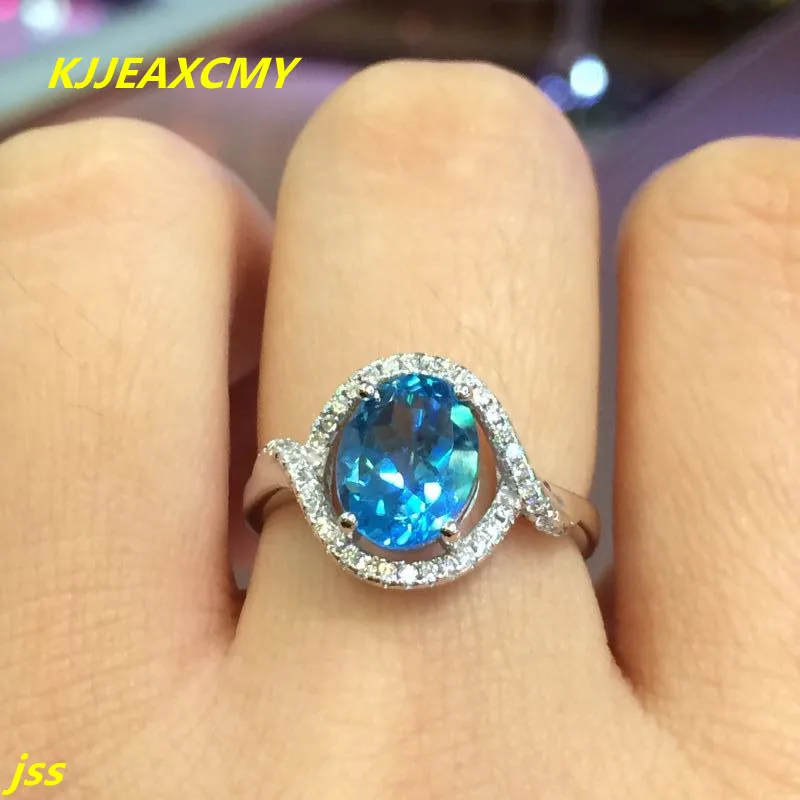 

KJJEAXCMY Fine jewelry 925 Sterling Silver with Blue Topaz stone ring