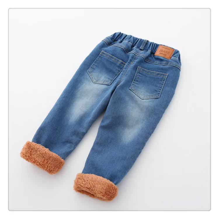 1-6 y children baby boy denim jeans winter pants velvet thick warm trousers toddler jeans for boys elastic waist kids clothes (2)