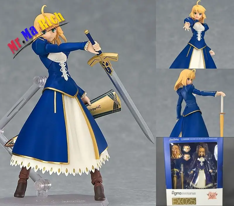 

Japanese Anime Action Figure Fate/stay Night Zero Figma 025# Saber Version Pvc 14cm Fate Saber Model Face Can Be Changed Doll