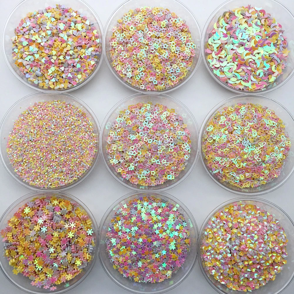

20g 3-5mm Mix White Pink Yellow PVC Loose Sequins Glitter Paillettes for Nail Art manicure/sewing/wedding decoration confetti