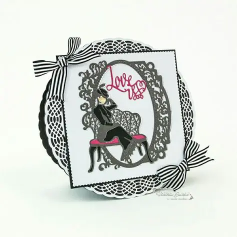 

Lady Chair Oval screen Frame Dies Metal Cutting dies DIY scrapbooking New Arrival Embossing Craft Die Background For Card Making