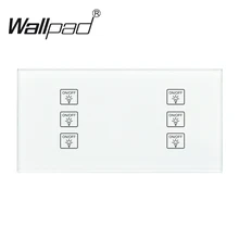 6 банд, 2 способа, Wallpad, белый, DIY сенсорный светильник, настенный выключатель, 110-250 В, 172*86 мм, стеклянная панель с двойным управлением, 6 банд, 2-позиционный переключатель