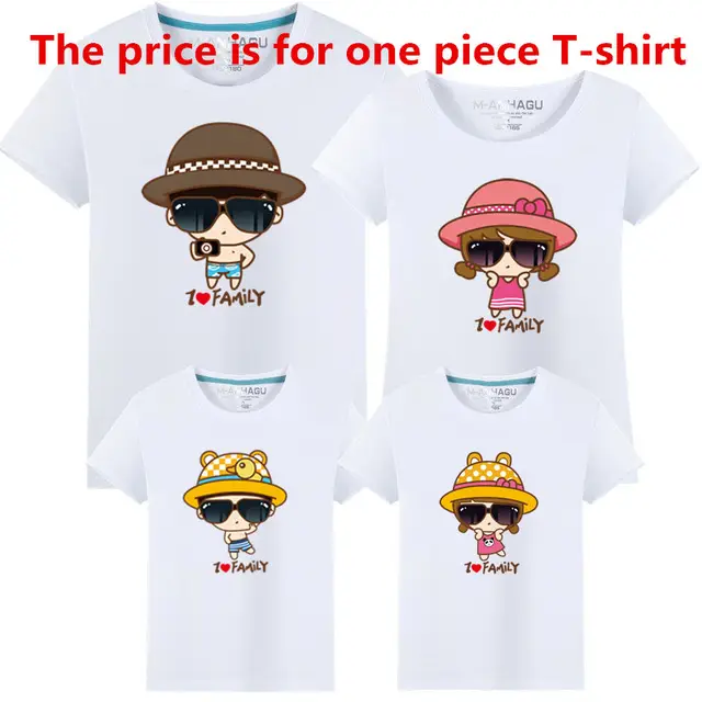 MANHAGU Family Clothing Outfits Fashion Print Summer Short sleeve T-shirt Matching Family set For Mother Daughter And Father Son